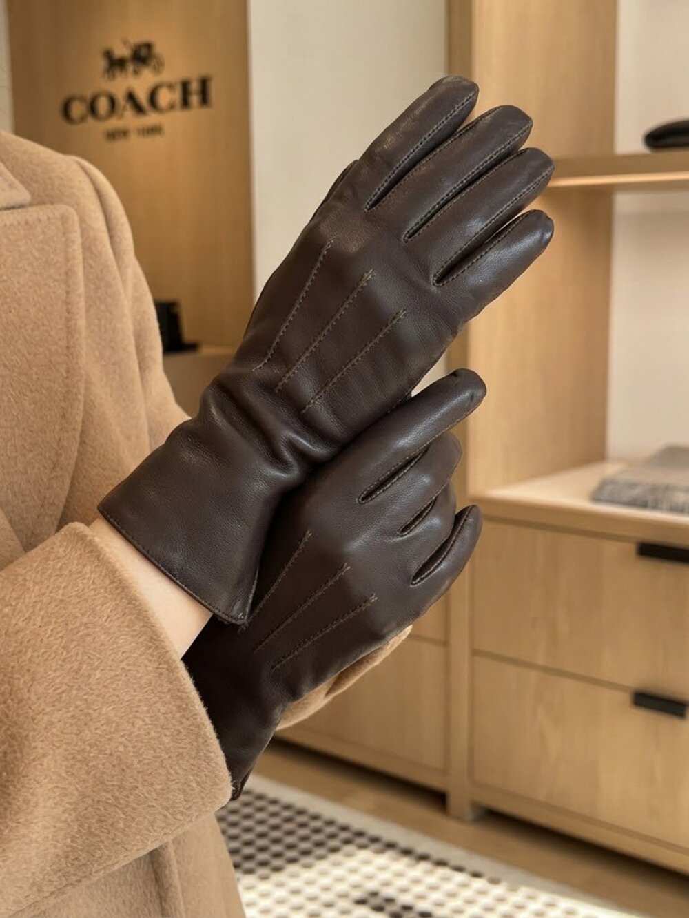Coach Brown Leather Gloves Size‎ 7